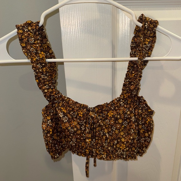 Garage Brown Floral Crop Top - Picture 3 of 3